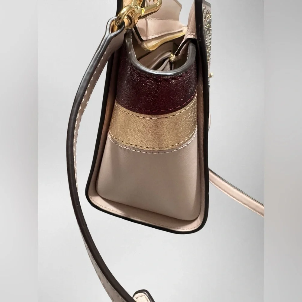 Michael Kors Selma Pink Leather Studded Firework Celestial Crossbody Bag RARE LE - Picture 4 of 11